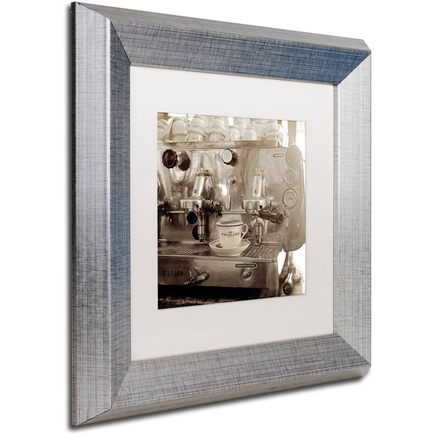 Trademark Fine Art "Tuscany Caffe I" Canvas Art by Alan Blaustein, White Matte, Silver Frame