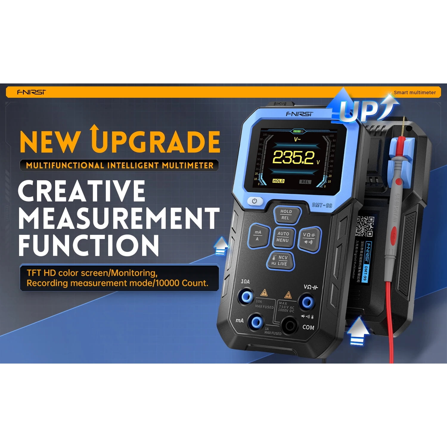FNIRSI Smart Digital Multimeter, DMT-99 10000 Counts True RMS Auto-Ranging Multimeter with Temperature, NCV, Zero-Line Detection for Electrical Testing