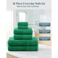 thumbnail image 3 of Casa Platino 18 Piece Cotton Towel Set - Includes 6 Large Bath Towels, 6 Hand Towels & 6 Washcloths - Soft & Quick Dry Towels for Bathroom - Emerald, 3 of 8