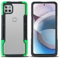thumbnail image 3 of Nakedcellphone Acrylic Hybrid Series Compatible with Motorola One 5G Ace Case - [Black/Green] Clear Back Panel, TPU Rubber Trim, Anti-Shock Phone Cover for XT2113, 3 of 7