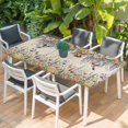 thumbnail image 2 of Spring Floral Table Cloths for 4 Foot Rectangle Tables, Daisy Sunflowers Wisteria Hummingbird Beige Patio Waterproof Elastic Fitted Tablecloths, Washable Rectangular Table Cover for Camping, 2 of 8