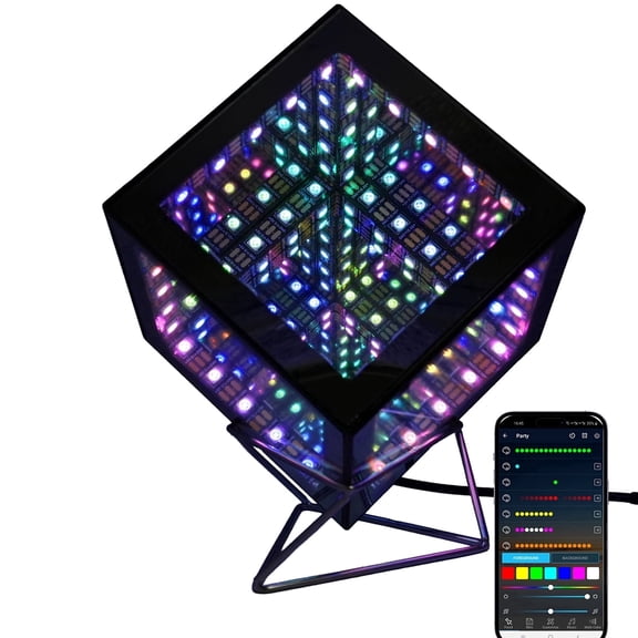 Heepulor Infinity Hyper Cube LED Table Lamp, Music Sync RGB Ambient Light for Gaming Room, Bedroom, Party, 4 Inches