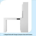 thumbnail image 5 of L Shaped Desk with Charger,Computer Desk with Drawers,Bookshelf,with LED Light,Modern Corner Desk,Home Office Desk,L-Shaped Study Table Writing Desk, 5 of 9