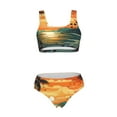 thumbnail image 7 of Pofeuu Tropical Sunset Paradise Print Womens Bathing Suits Modest High Waisted Bikini Sets Cute Halter 2 Piece Swim Suit, 7 of 7
