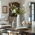 thumbnail image 3 of LuxenHome Vintage White Ribbed Terracotta Pitcher Vase with Handle, 3 of 6