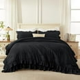 thumbnail image 4 of Black King Comforter Set(104x90Inch), 3 Pieces Ruffle Comforter Set with 2 Pillowcases, Farmhouse Shabby Chic Lightweight Fluffy Soft Microfiber All Season Bed Set, 4 of 8