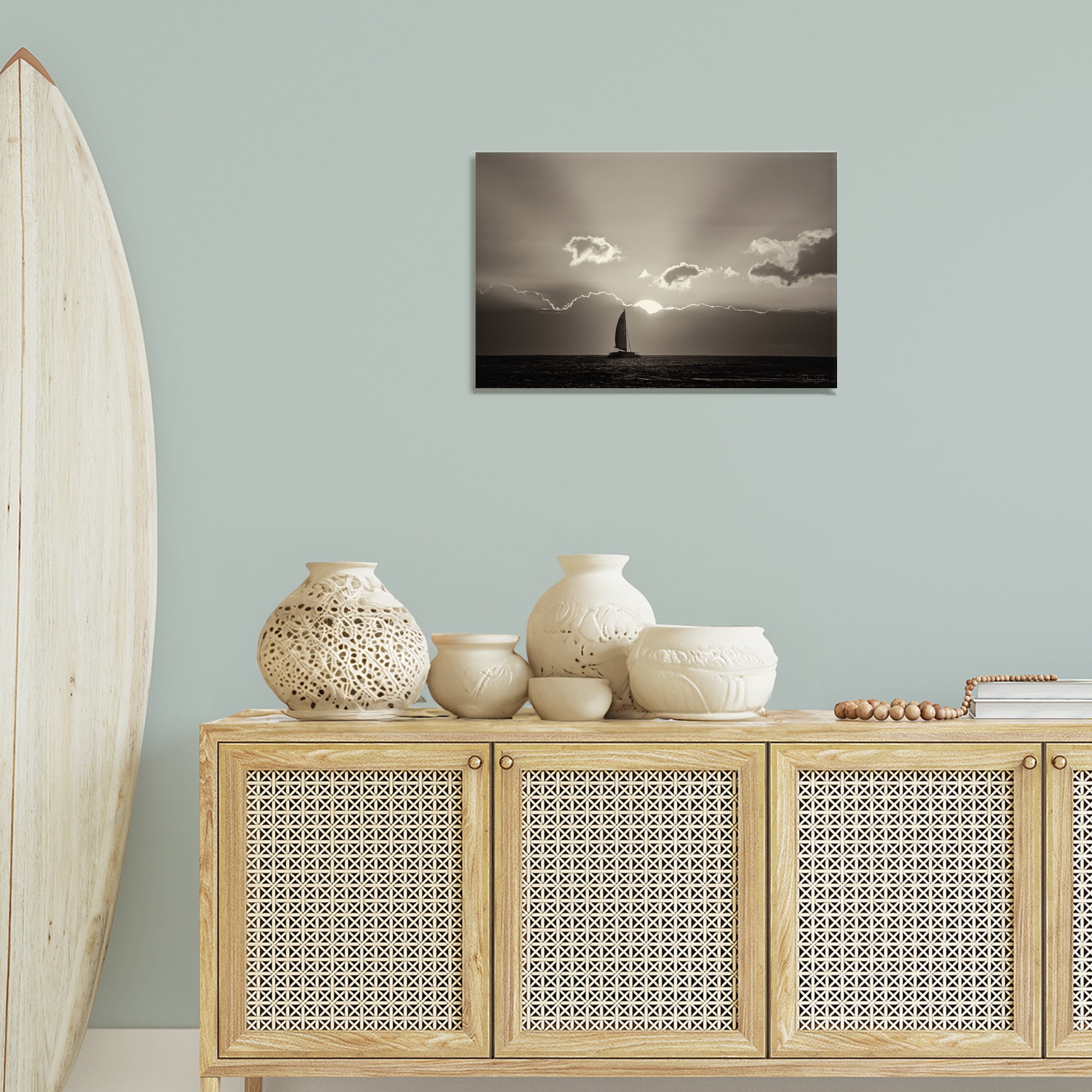 Stupell Industries Sun Peeking Over Boat Landscape & Nature Photography Wrapped Canvas Art Print Wall Art, 24 x 16