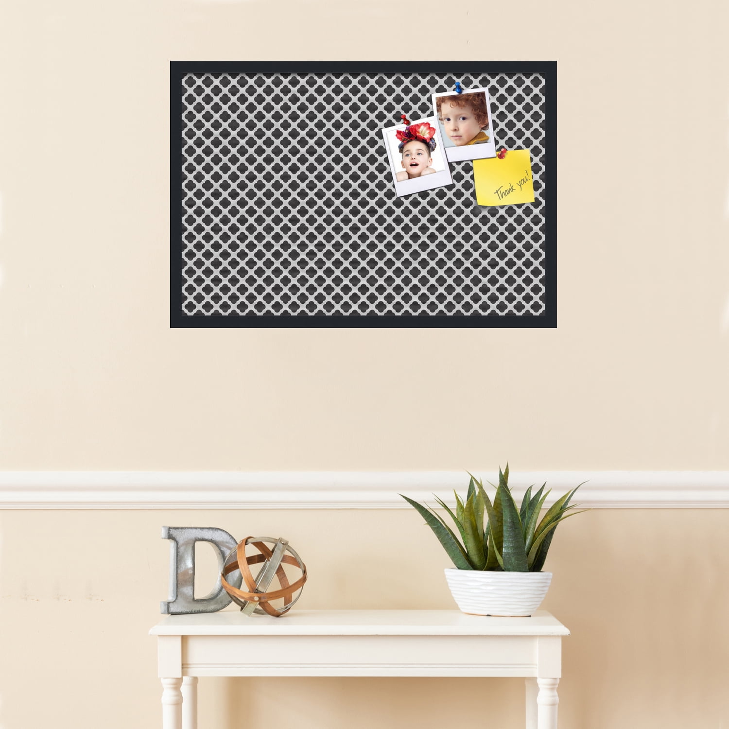 PinPix 30x20 Custom Cork Bulletin Board Black - White Clover Poster Board Has a Fabric Style Canvas Finish, Framed in Black - White Clover, by ArtToFrames (PinPix-121)