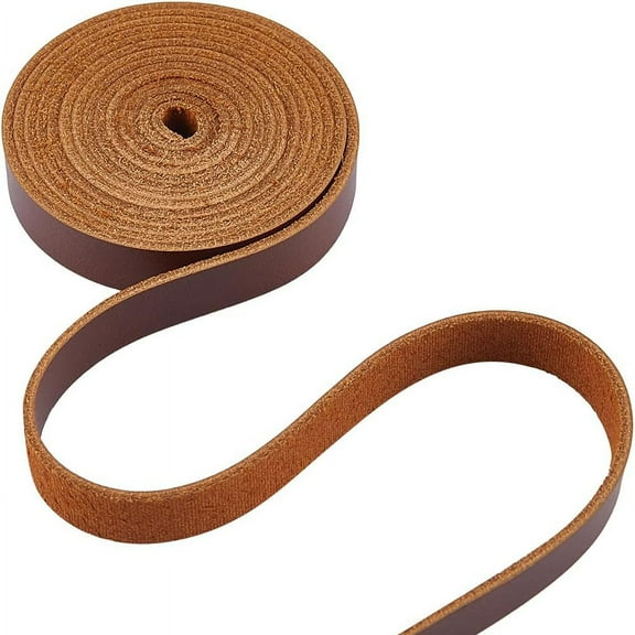 72x1/2 Inch Cowhide Leather Strap Cord 1.8mm Thick Genuine Leather Strings Coconut Brown Glossy Full Grain Oil Flat AB Grade Cow Leather Strips for Tooling DIY Craft Sewing PatchworkCoconut Brown