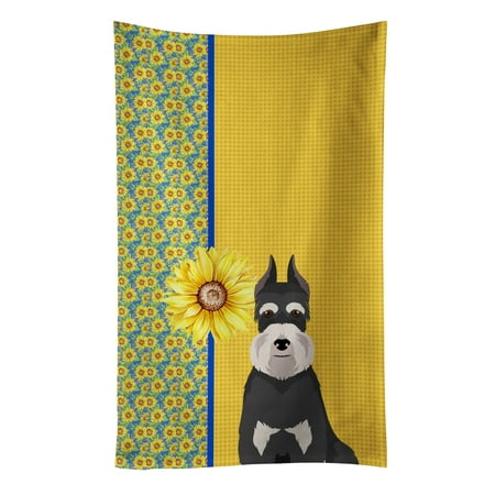 

Summer Sunflowers Black and Silver Schnauzer Kitchen Towel 15 in x 25 in