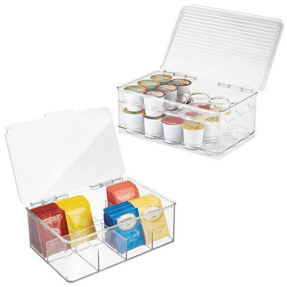 Organizador de almacenamiento mDesign Ligne con tapa para bolsitas de té y cápsulas de café