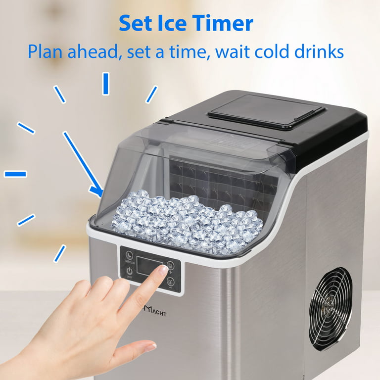 2 in 1 Water Ice Maker, Countertop Stainless Steel Ice Maker Compact Ice Machine Maker with Ice Scoop & Basket Self-Cleaning Timer Function, 48.5lbs