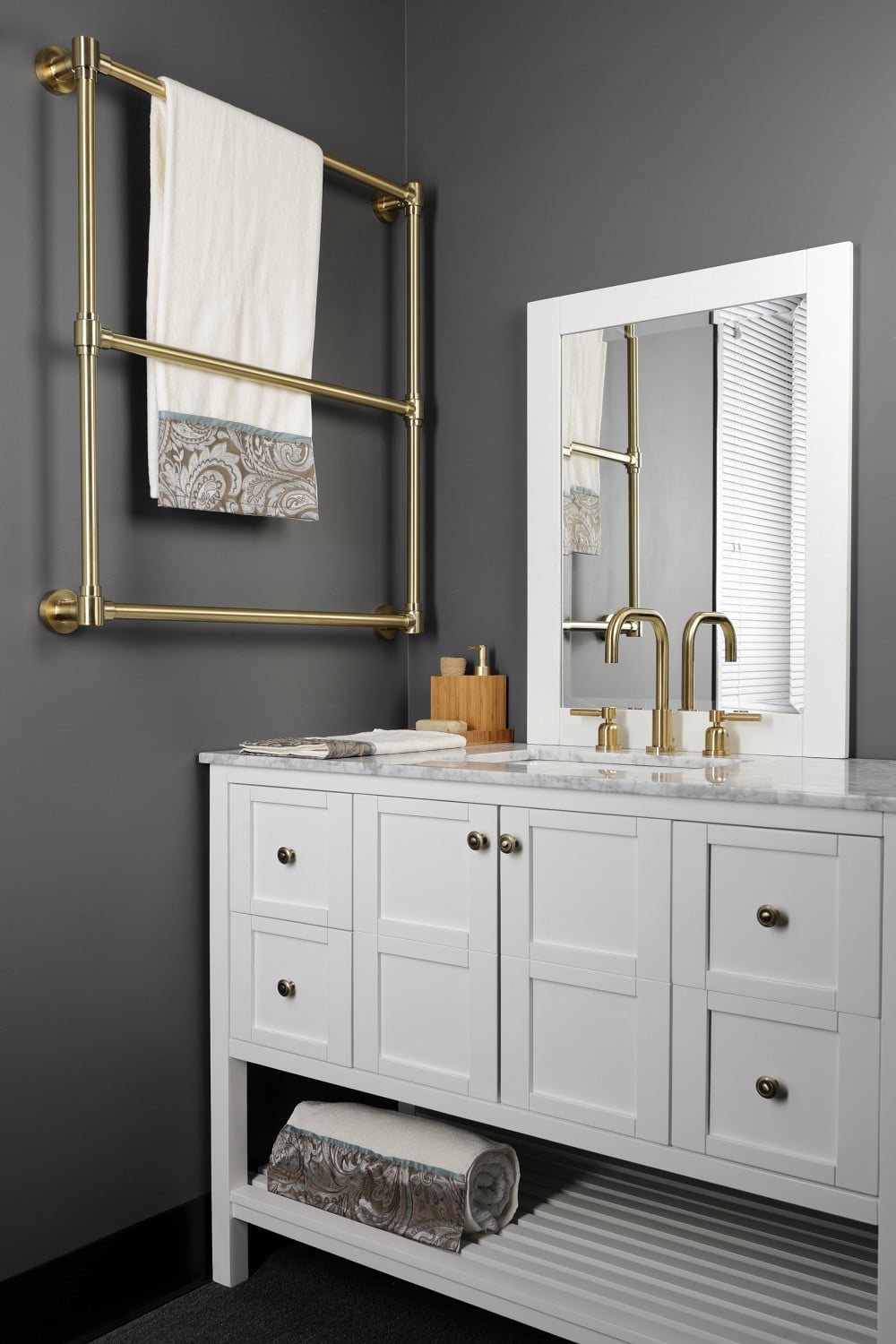 Kingston Brass DTM323037 30 x 32 in. Gallant Wall Mount Towel Rack, Brushed Brass