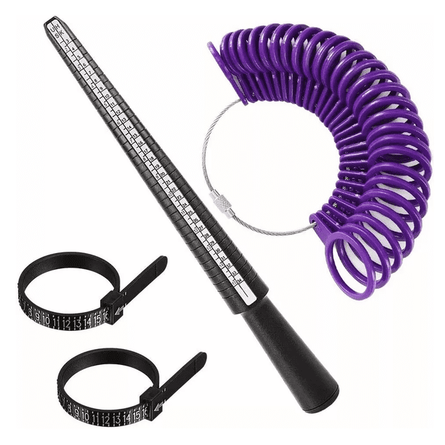 Juego De Medidor De Anillos Y Anillero De Plástico, 3 Piezas violeta