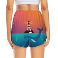 thumbnail image 4 of Vsdgher Lighthouse and Whale Print Women's Running Double Layer Shorts High Waisted with Pockets Elastic Yoga Workout Athletic Gym Sports, 4 of 8