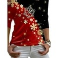thumbnail image 4 of DYMADE Women Christmas Printed Diagonal Collar Long Sleeve Casual Slim T-shirt, 4 of 4