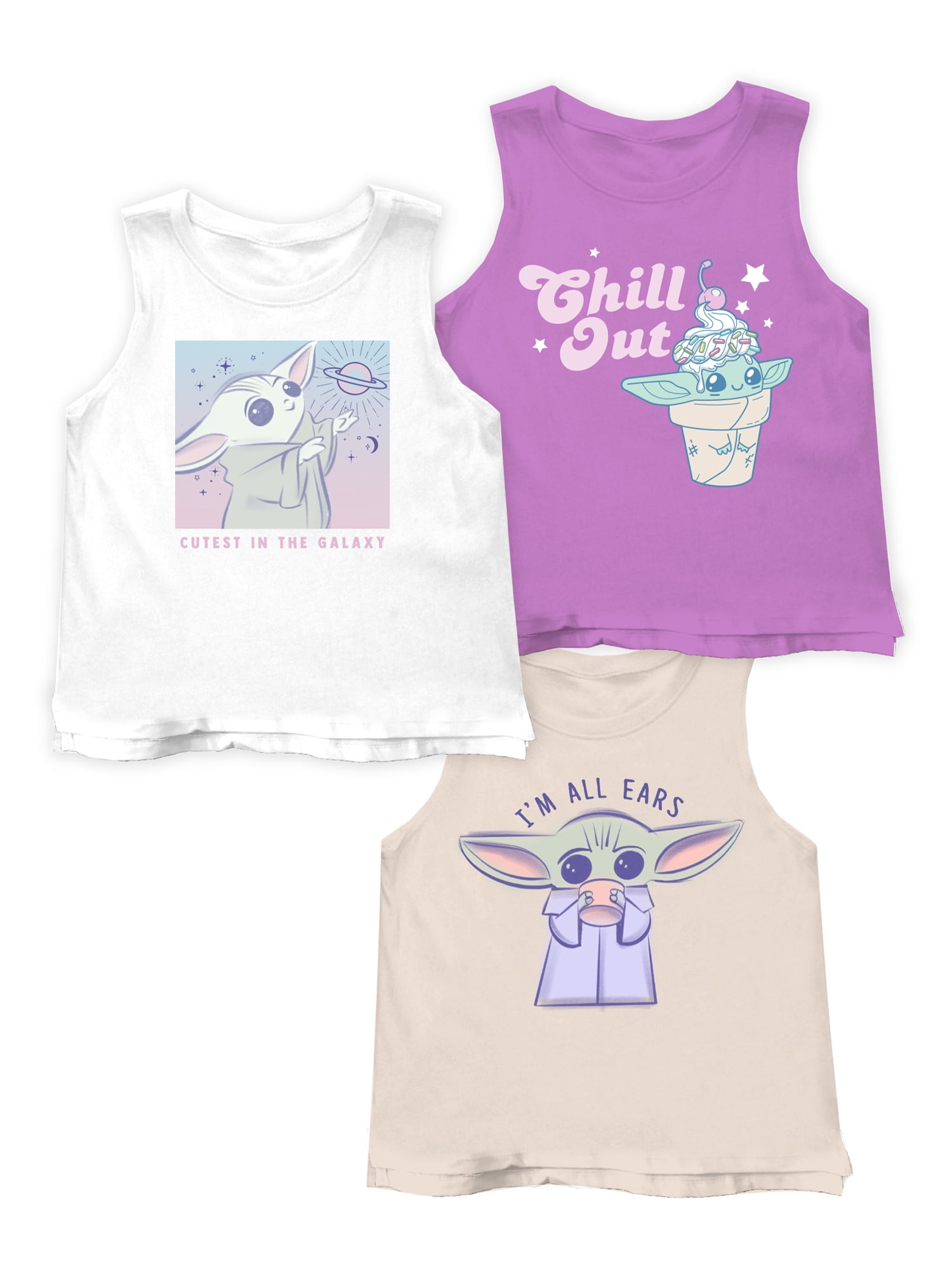 Star Wars Girls Graphic Tank Tops, 3-Pack, Sizes 4-18 & Plus