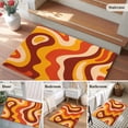 thumbnail image 5 of Orange Brown Entryway Rug 2'x3'&nbsp; Non Slip Front Door Mats, Modern Farmhouse Abstract Patterned Art Entrance Rugs Indoor Outdoor Carpet, Washable Floor Mats Small Area Rug for Bedroom Kitchen, 5 of 8