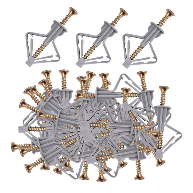 GROWTH TANK Assortiment d'Ancres pour Murs Creux Expansion Ancre pour Cloison Sèche Auto-Perforante Mur 50 Ancres 50 Vis pour Nylon Plastique Panneau Creux Rideaux Cadres 2
