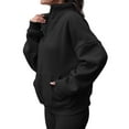 thumbnail image 5 of Hibeli Women Quarter Zip Long Sleeve Kangaroo Pocket Solid Color Pullover Top Sweatshirts, 5 of 6