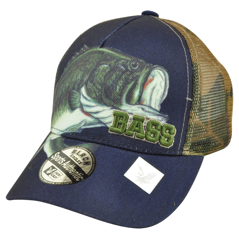 Bass Outdoor Navy Camouflage Camo Mesh Fishing Fish Hat Cap Camping