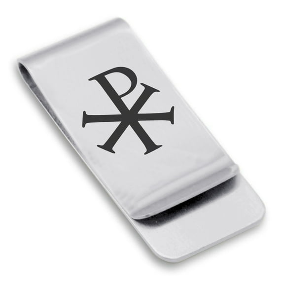 Stainless Steel Religious Chi Rho Classic Slim Money Clip Credit Card Holder