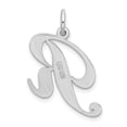 thumbnail image 3 of FB Jewels Sterling Silver Rhodium-plated Large Fancy Script Initial R Charm, 3 of 4