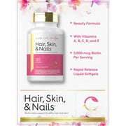 Hair Skin and Nails Vitamin | 120 Softgels | Beauty Formula Supplement | with Biotin and Collagen | by Carlyle
