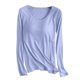 thumbnail image 2 of Pijama de manga larga para mujer, color liso, manga larga, cuello redondo, con copa acolchada, ropa de casa, pijama modal para mujer, 2 of 8