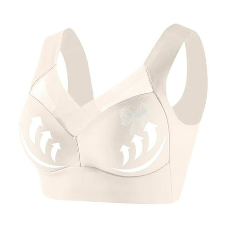 Ousvtion Clearance Deals Daisy Bras for Womens Bow Diamond Bralette Full-Coverage Wireless Lingerie Push Up Bra with Support Lifting Seamless Mesh Bralettes White X-Large