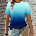 thumbnail image 5 of T-Shirts Dégradés pour Femmes - Mode Col Rond Décontracté Manches Courtes - Hauts Quotidiens Extensibles Doux, Bleu T-Shirt Dégradé Mode Col Rond Décontracté, 5 of 5