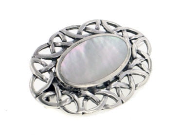 Sterling Silver Celtic Knot Mother of Pearl Pin Brooch by