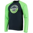 thumbnail image 2 of Men's New Era College Navy/Neon Green Seattle Seahawks League Raglan Long Sleeve T-Shirt, 2 of 3