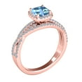 thumbnail image 3 of Aonejewelry 0.90 Ct. Ttw Diamond and Cushion Shaped Blue Topaz Ring in 10K Rose Gold, 3 of 4