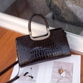 thumbnail image 7 of Genuine Cowhide Leather Women Satchel,Crocodile Embossed Crossbody Shoulder Handbag, 7 of 7