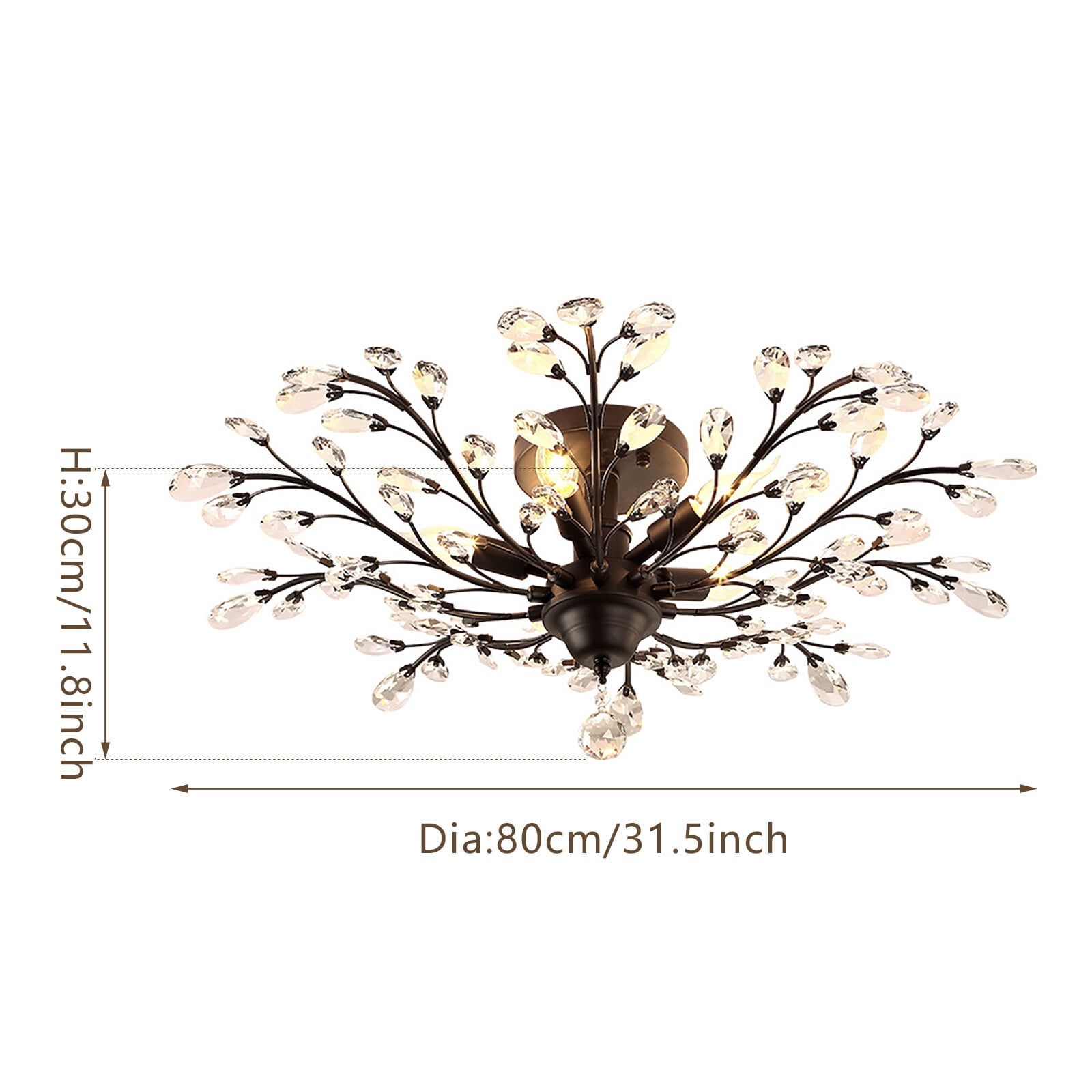 110V Vintage Crystal Pendant Lamp Flower Ceiling Light Fixture Chandelier for Living Rooms, Bedroom