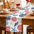 thumbnail image 5 of Red Blue Coastal Table Runner 70 Inches, Starfish Shell Coral Summer Beach Ocean Bed Runner Dresser Scarves Tabletop for Indoor Outdoor Parties/Ceremony/Banquet, 13" x 70", 5 of 9