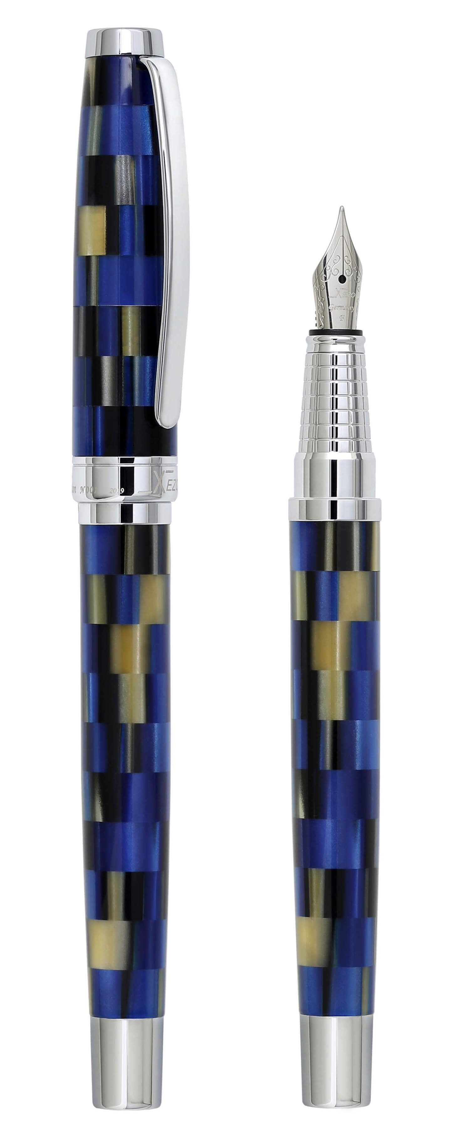 Xezo Urbanite I Acrylic  Brass Fountain Pen (Fine Nib) - Modern Blue
