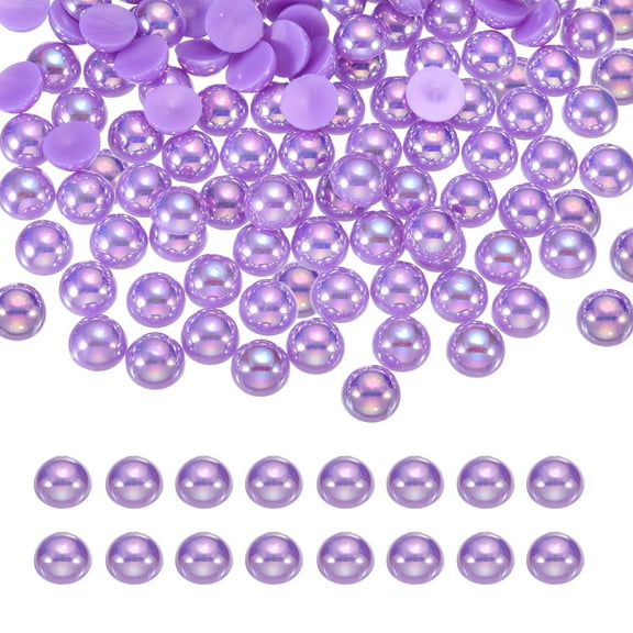 1300Pcs Half Pearl, 6mm Plastic Half Flatback Imitation Pearls Cabochon for DIY Crafts Clothing (Purple AB)