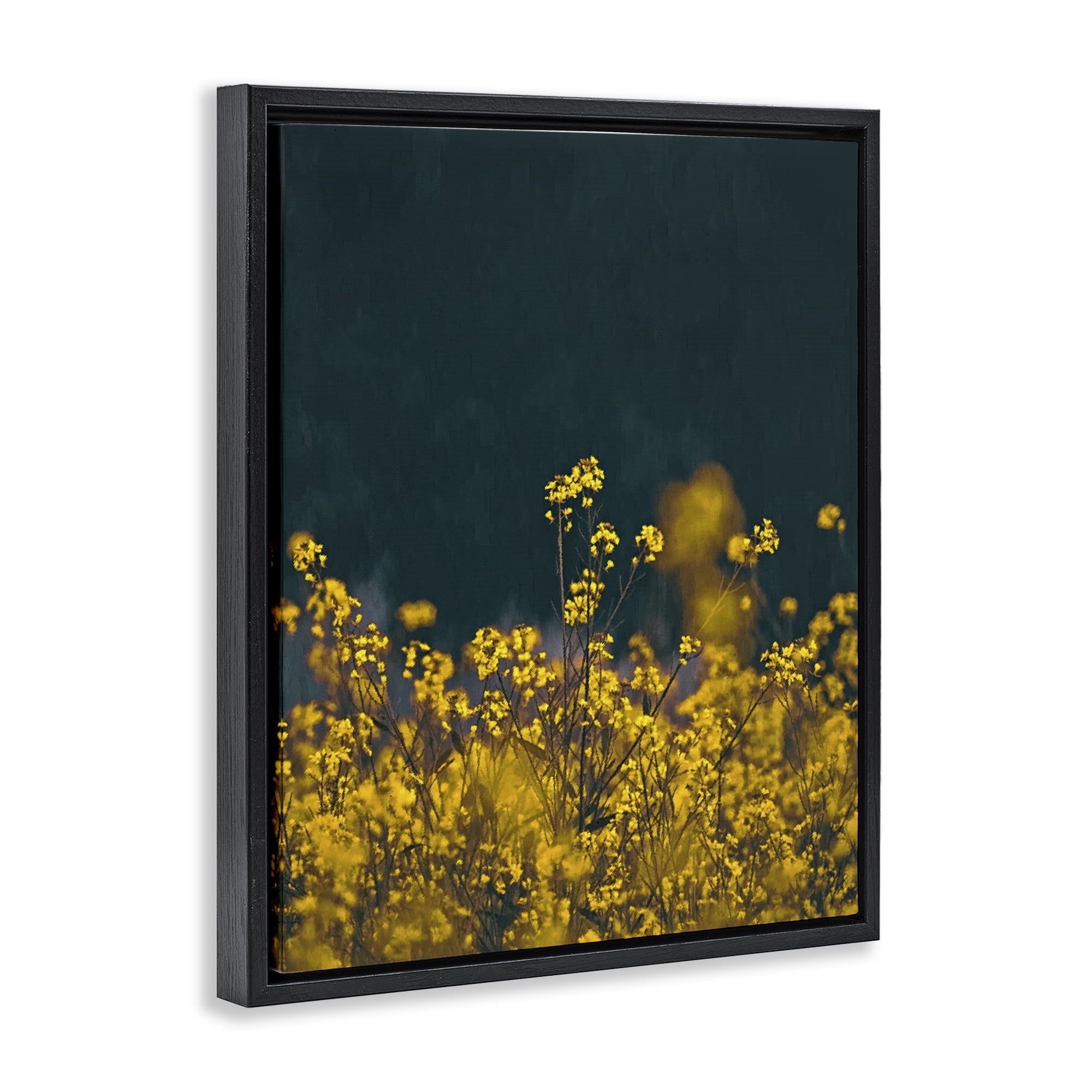 Stupell Industries Marigold Meadow Flowers Plants & Flowers Photography Black Floater Framed Canvas Art Print Wall Art, 25 x 31