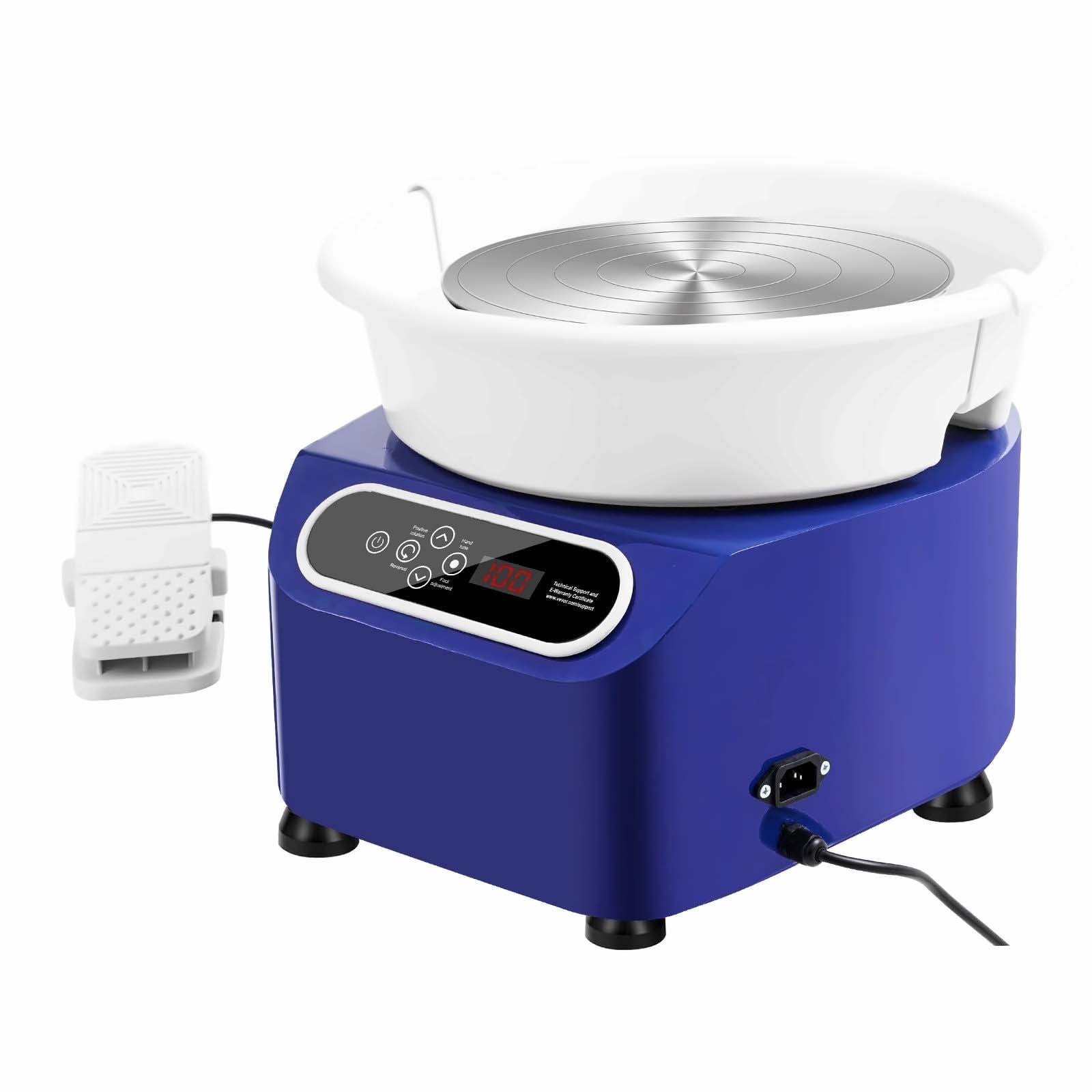 Pottery Wheel 11 Inch Electric, 350W Ceramic Wheel with LCD Touch Screen & Foot Pedal, Direct Drive Pottery Forming Machine for Clay Art, DIY Crafts - Blue
