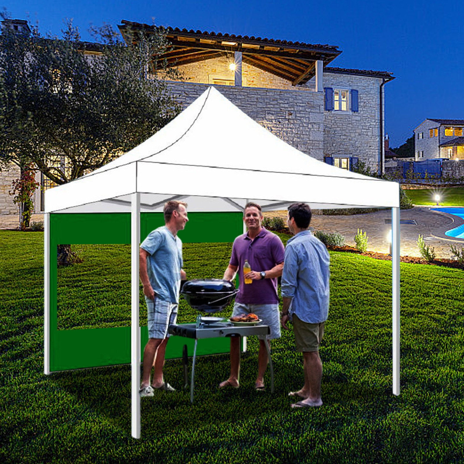 BGZLEU Green Canopy Tent,Translucent Tent,Portable Pop Up Outdoor Gazebo with 1 Sidewall,UV ProtectionTent,Come with Carry Bag - Blue