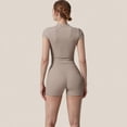 thumbnail image 5 of Women's Fitted Crop Active Tee Short Sleeve Round Neck Stretch Performance Fabric - Large, Beige, 5 of 7