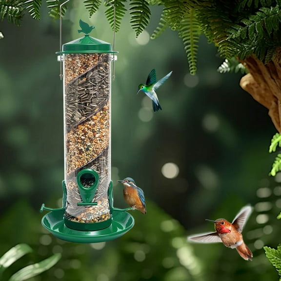 Squirrel-Proof Wild Bird Feeders, Finch Feeder for Garden Backyard Decoration, Water Resistant Bird Feeders for Outside Green