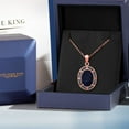 thumbnail image 5 of Gem Stone King 18K Rose Gold Plated Silver Blue Sapphire Pendant Necklace for Women (7.41 Cttw, Oval 14X10MM, Gemstone September Birthstone, with 18 inch Silver Chain), 5 of 5