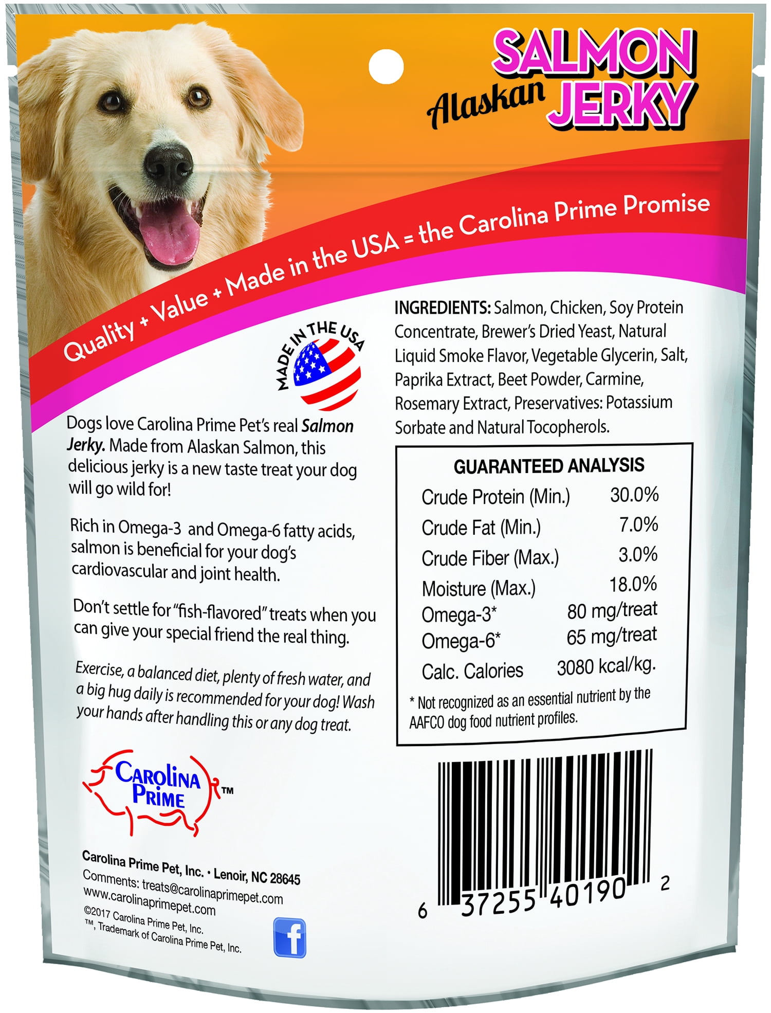 Caroline Prime Pet Alaskan Salmon Jerky Dog Treats, 1 lb