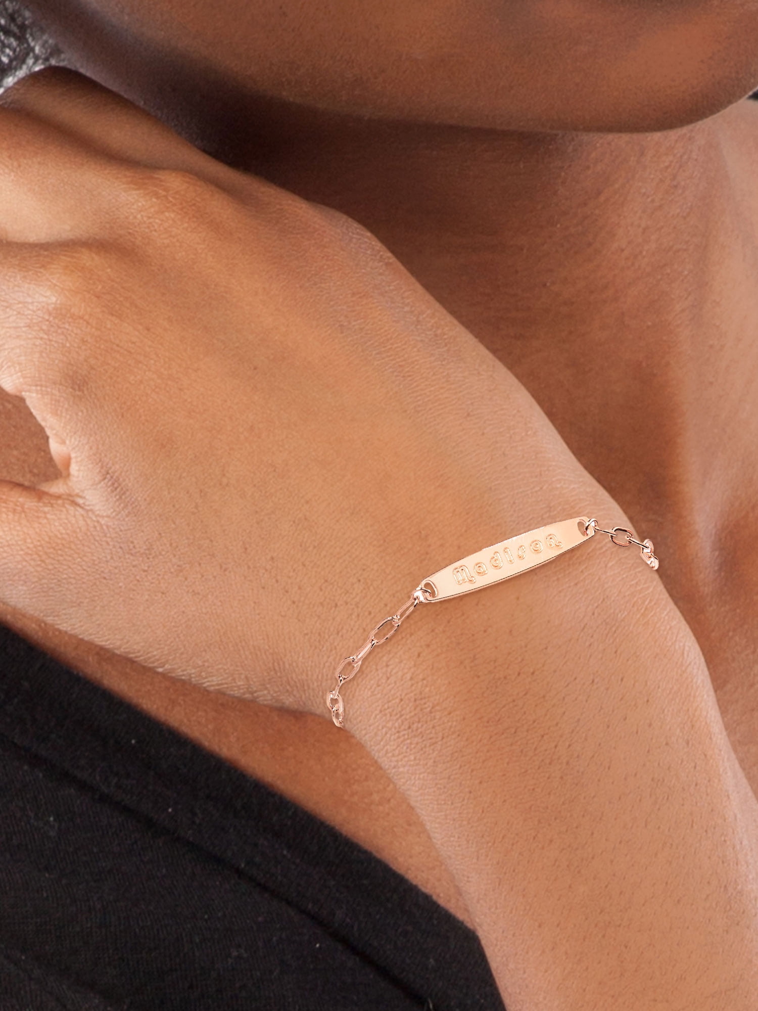 Personalized Planet Sterling Silver Engraved Bar Paper Clip Chain Bracelet ,Women's