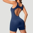thumbnail image 5 of OSOLU Women's Sleeveless Yoga Jumpsuits Shorts Bodysuit Deep Scoop Neck Backless Bodycon Jumpsuits Sports Soft Tummy Control Workout Athletic Gym Bottoms Dark Blue M, 5 of 9