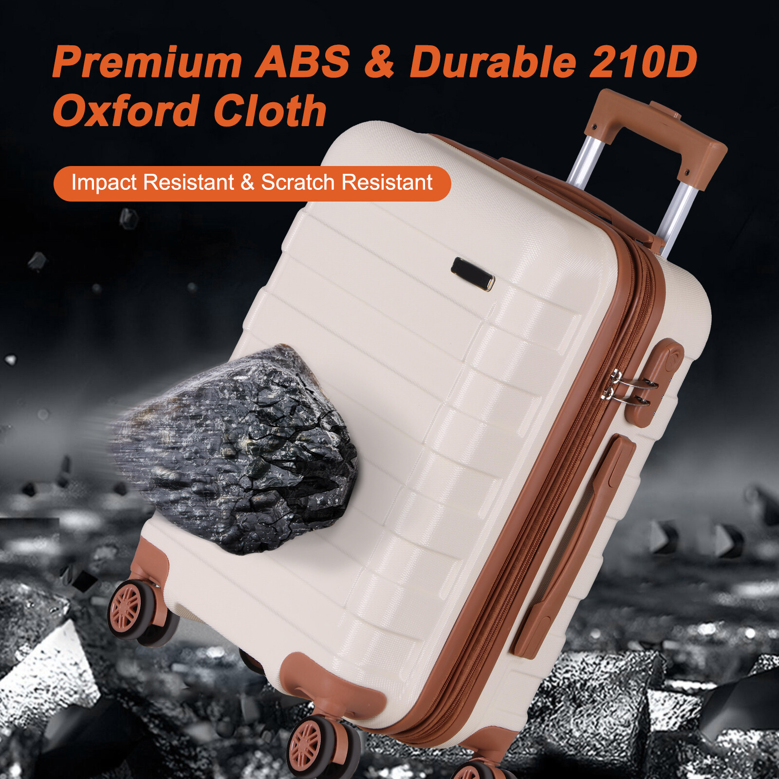 ZENY 21" Expandable ABS Luggage Suitcase Trolley, White