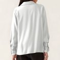 thumbnail image 3 of JGGSPWM Women's Satin Collar Neck Drape Ruched Front Long Sleeve Blouse Shirt Top White M, 3 of 6
